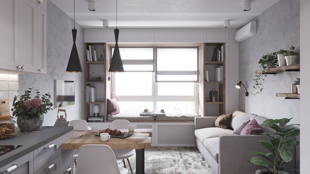 An interesting kitchen and living room combo Nordic decor