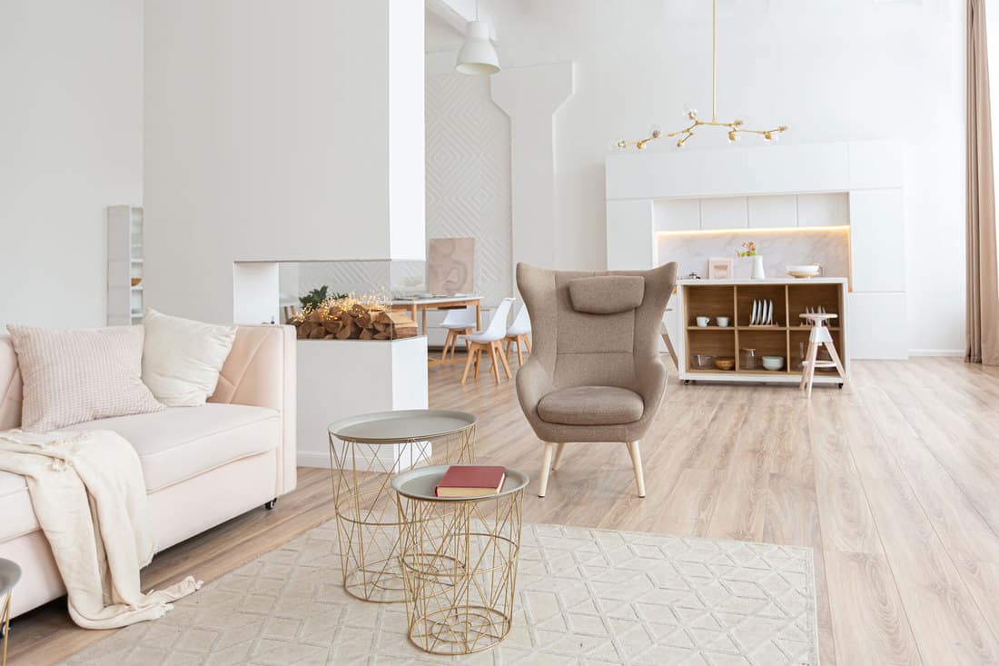 Ein beigefarbenes Glamour-Wohnzimmer - eine stilvolle Eleganz