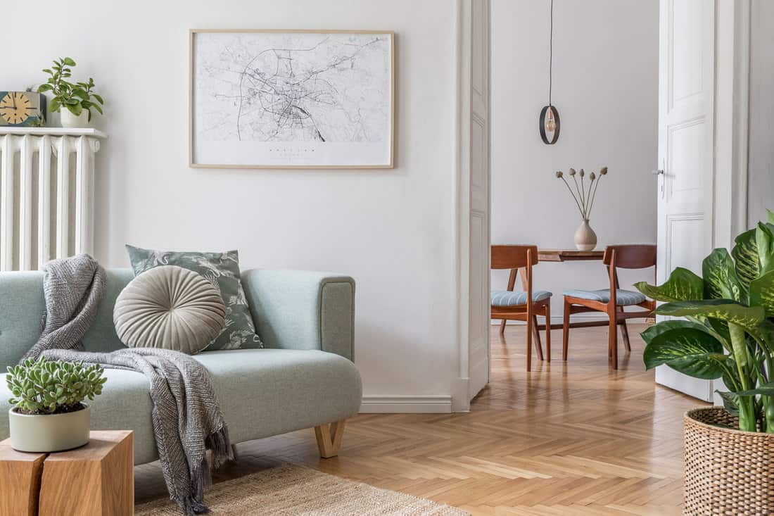 Schwedische Innenarchitektur - Skandinavisches Wohnzimmer mit Grün