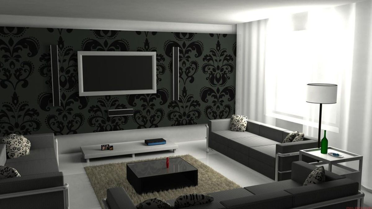 TV wall with wallpaper