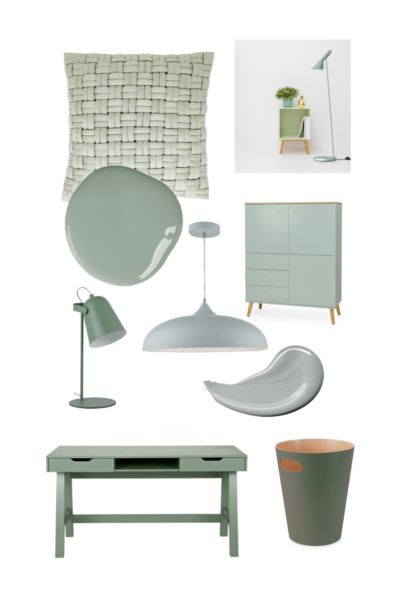 Celadon color in home accessories - trendy textiles