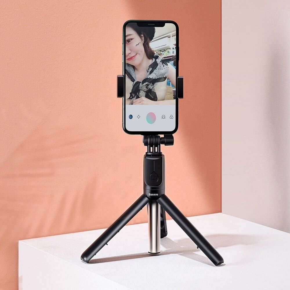 A selfie stick for a smartphone
