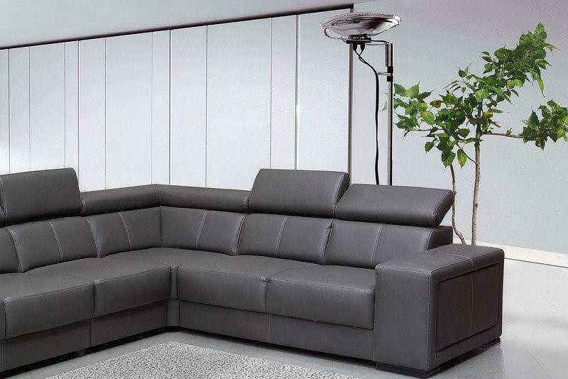 Charcoal colored sofa
