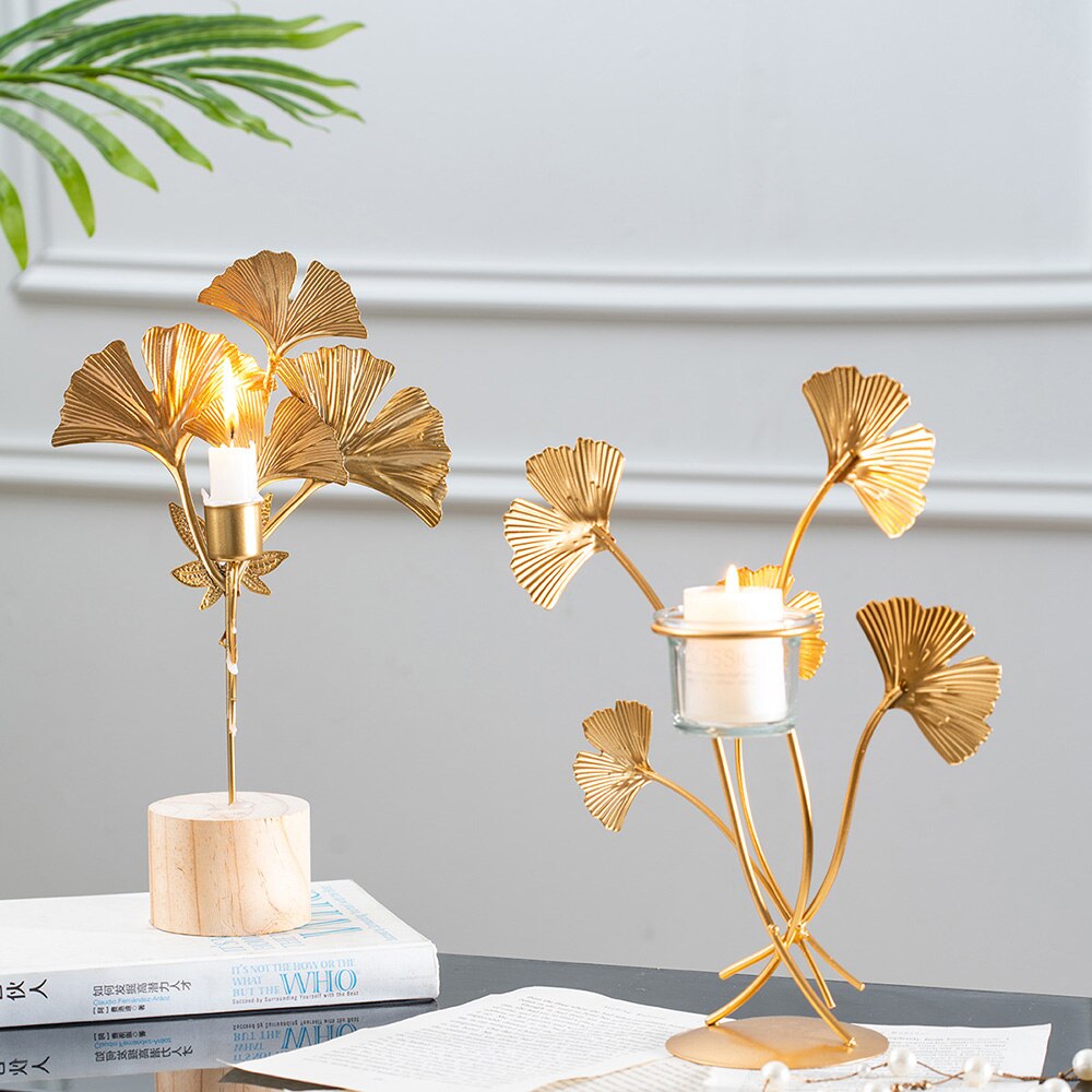 Decorative candle holders - golden color
