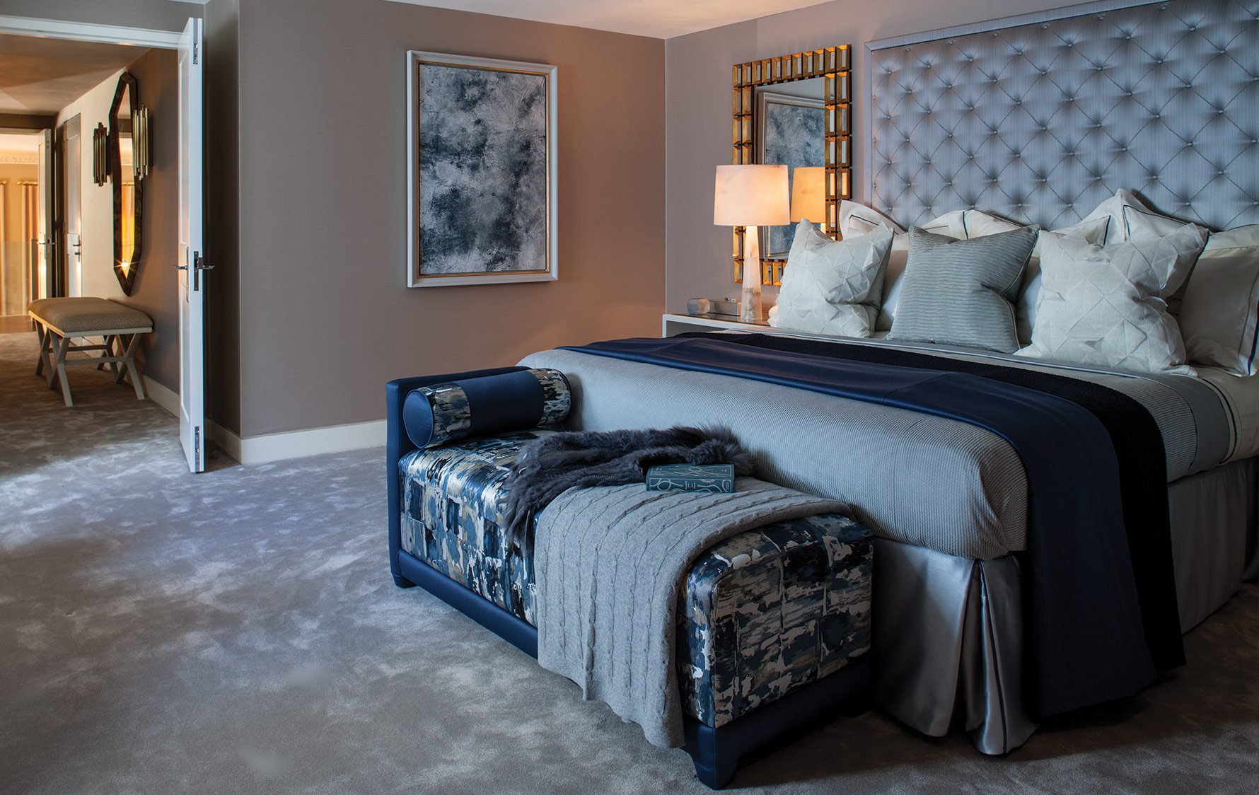 Colores del dormitorio - azul y gris