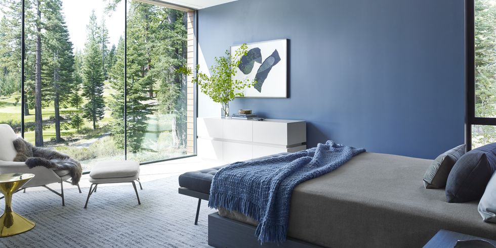 Ruhige und elegante Schlafzimmerfarben - verschiedene Blautöne