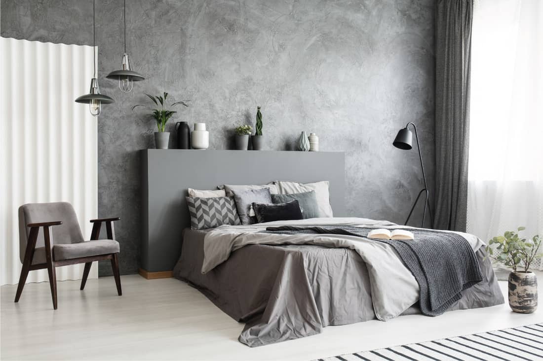 Colore grigio neutro della camera da letto