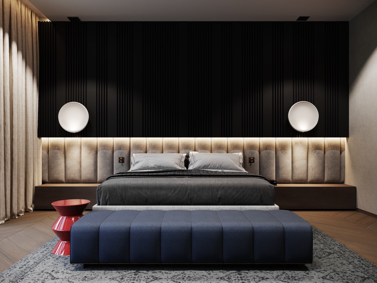 Una camera da letto blu navy - è una buona idea un interno del genere?