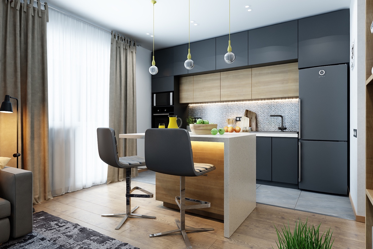 A grey kitchen with wooden elements – how to design it?