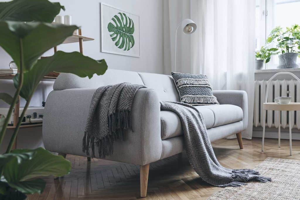 Grey living room floral pattern