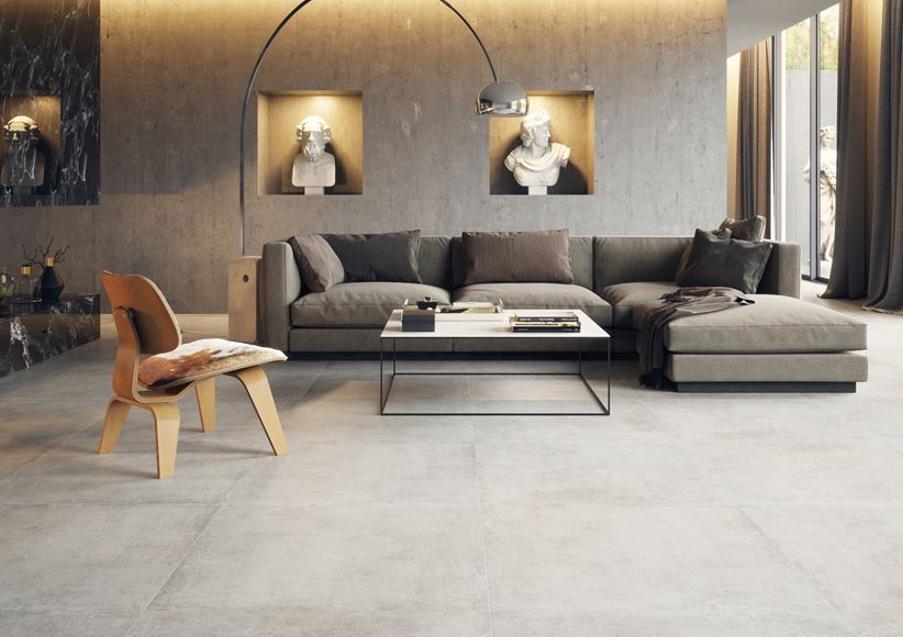 Salón gris minimalista