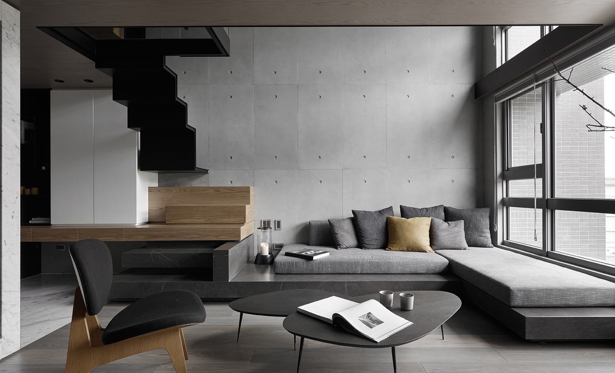 Choose concrete - raw grey living room