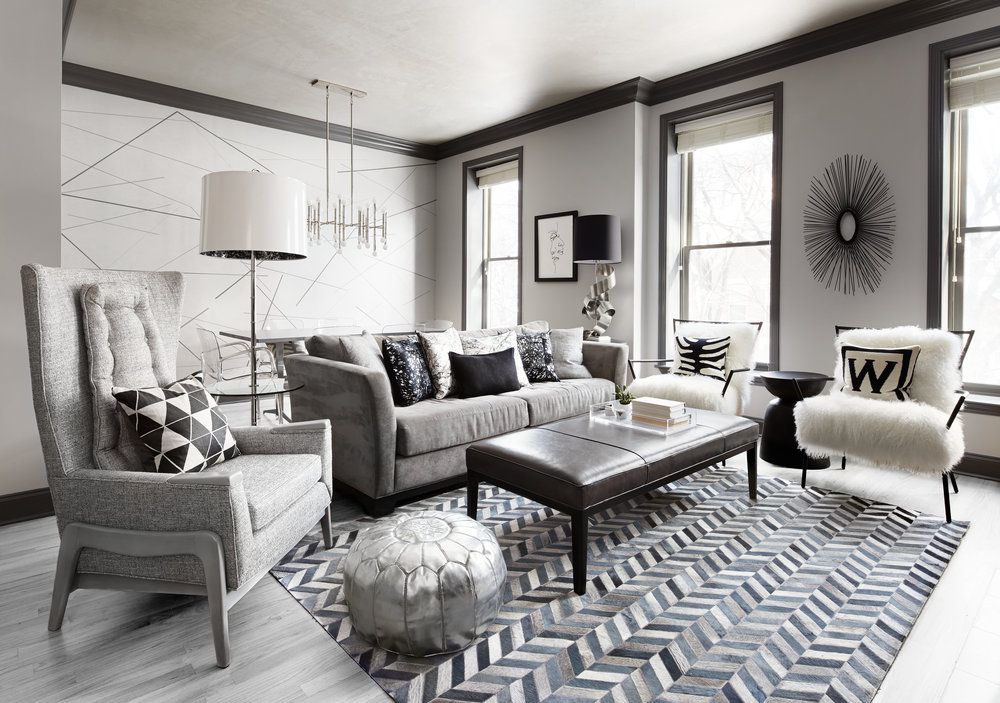 Grey living room with decorations