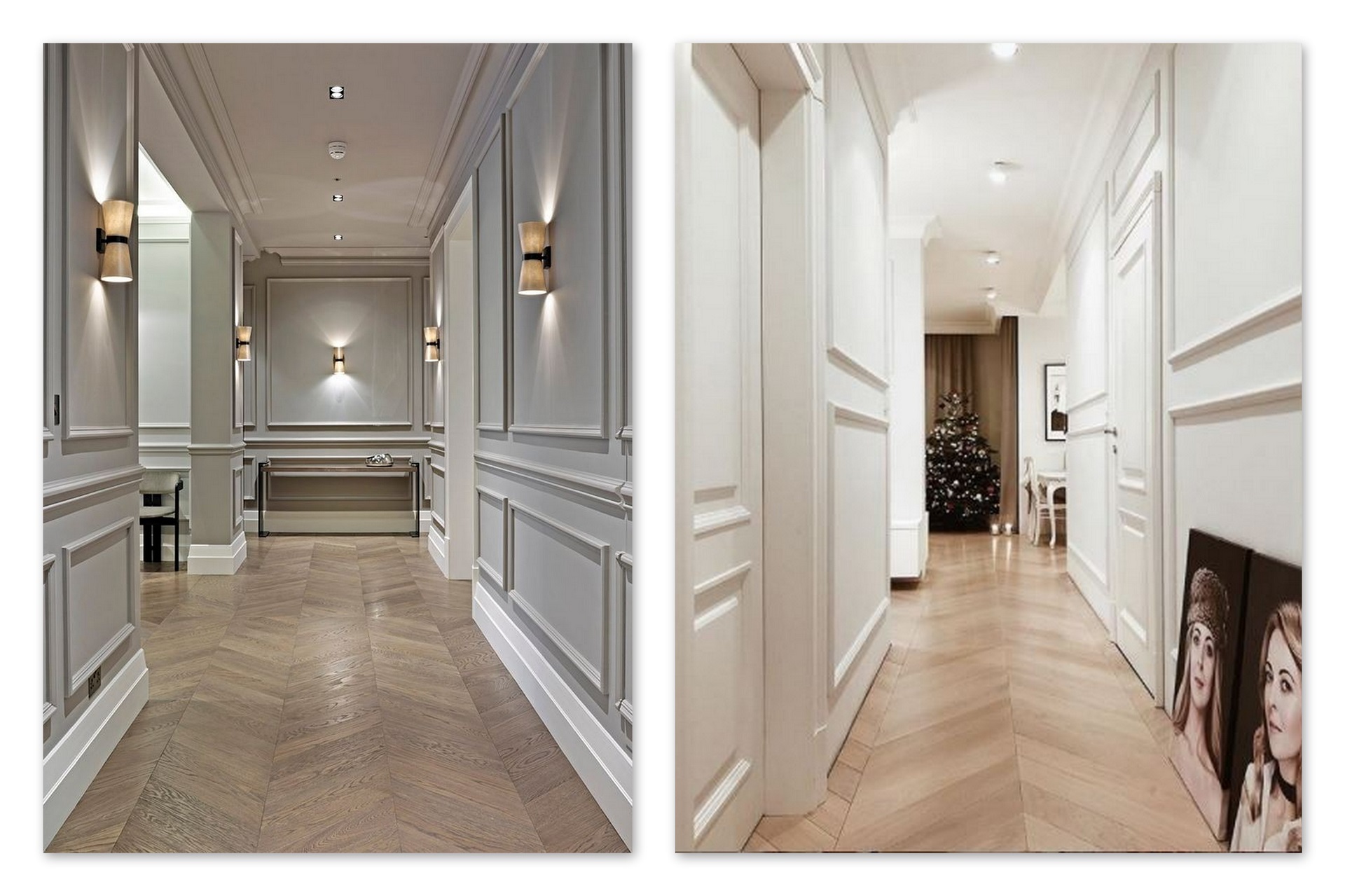 Wall molding in the hallway - a perfect solution even in a small interior