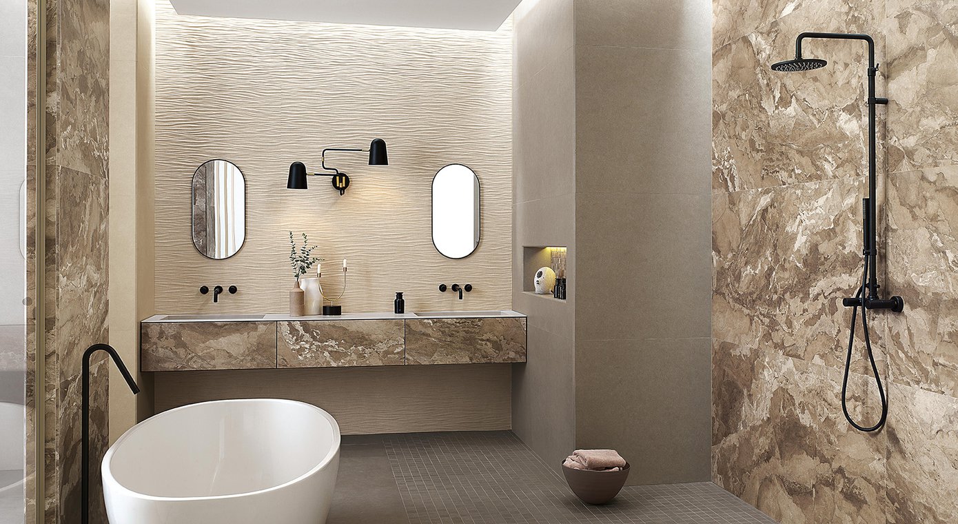 Color taupe - design an interesting-looking bathroom