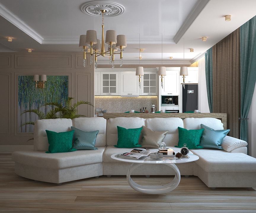 Türkis Farbe im Wohnzimmer - 6 Ideen, wie man es verwenden kann
