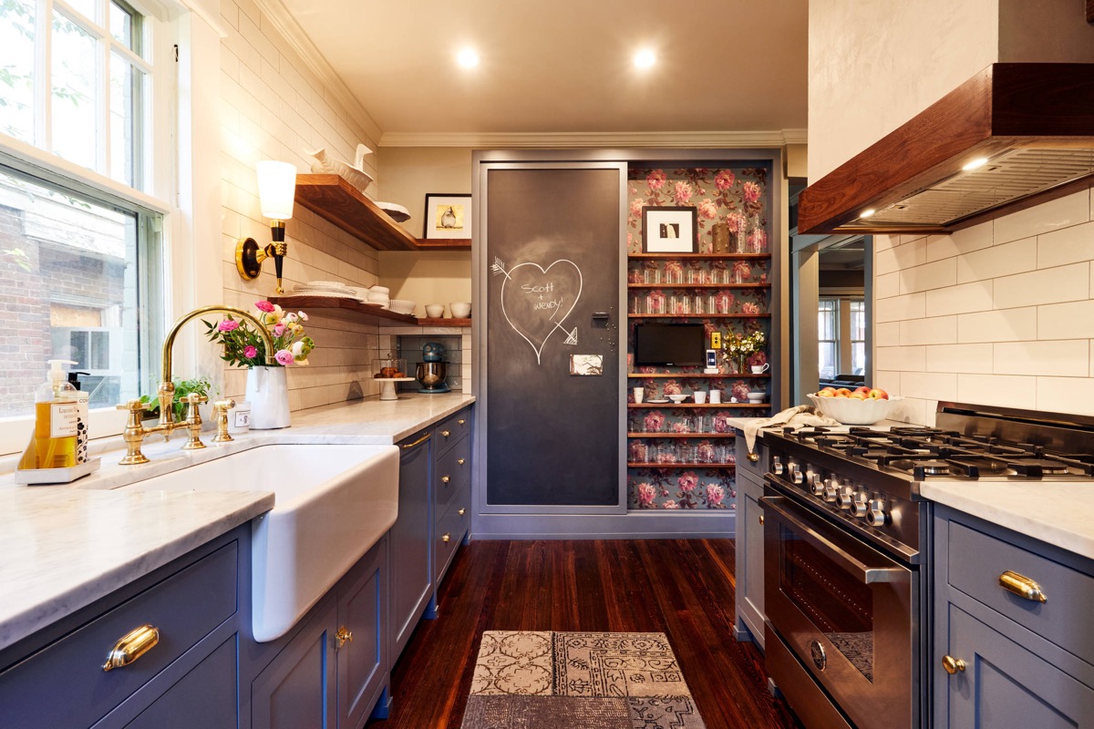 Dark color palette - small narrow kitchen