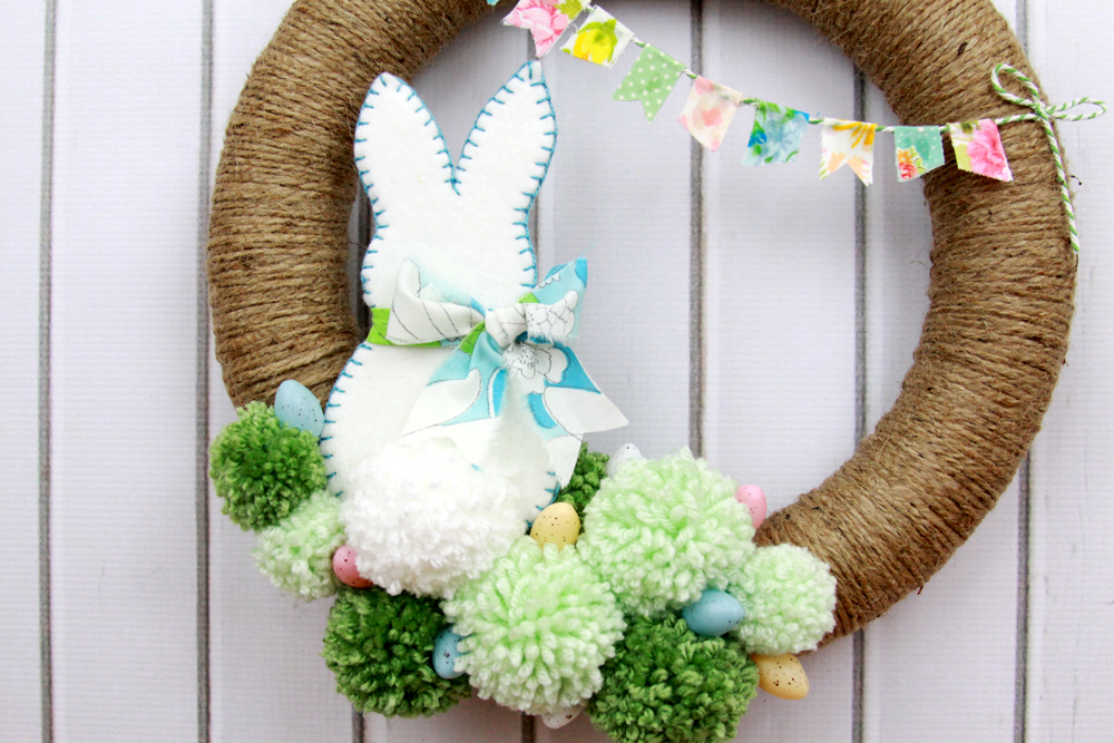 Easter wreath with fabric elements