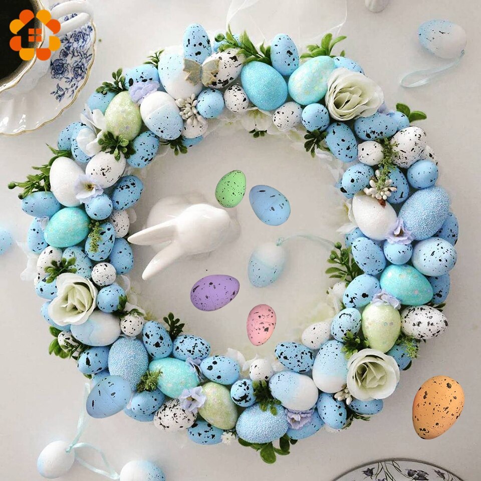 Easter wreath with colorful eggs