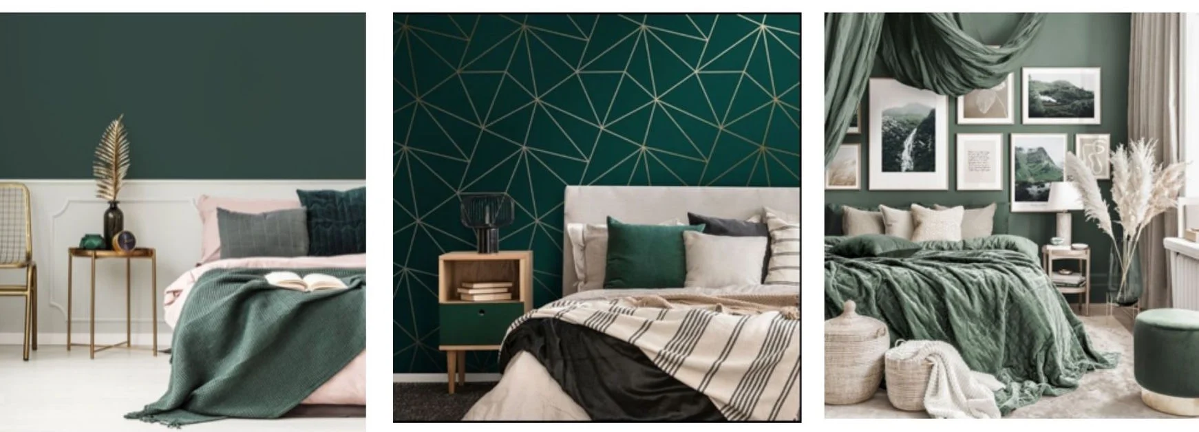 Chambre à coucher verte - un intérieur apaisant